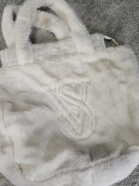 Victoria's Secret Plush Cream Faux Fur Tote